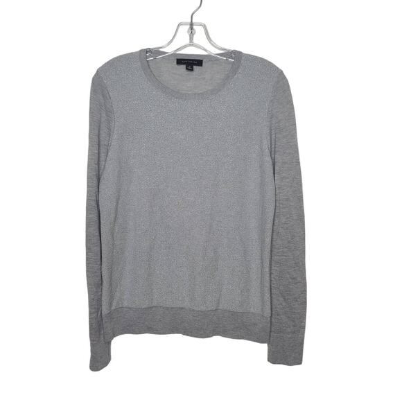 Ann Taylor metallic shimmer silver gray crew neck lightweight sweater - medium - Picture 1 of 5
